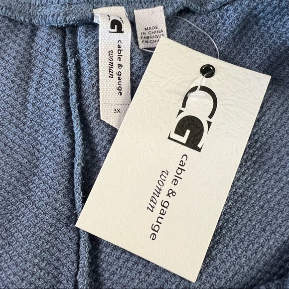 NEW Cable & Gauge Blue Waffle Knit Joggers Women’s Plus Size 2X OR 3X - Picture 4 of 10